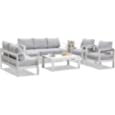 Wisteria Lane Aluminum Outdoor Patio Furniture Set, Modern Patio Conversation Sets, Outdoor Sectional Metal Sofa with 5 Inch Cushion and Coffee Table for Balcony, Garden, Light Grey