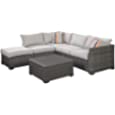 Signature Design by Ashley Outdoor Cherry Point 4 Piece Seating Set with Ottoman &amp; Cocktail Table, Gray