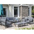 Green4ever Aluminum Patio Furniture Set, 8 Pieces Outdoor Conversation Set All-Weather Modern Metal Couch Outdoor Sectional Sofa with Ottomans and Coffee Table (Grey)