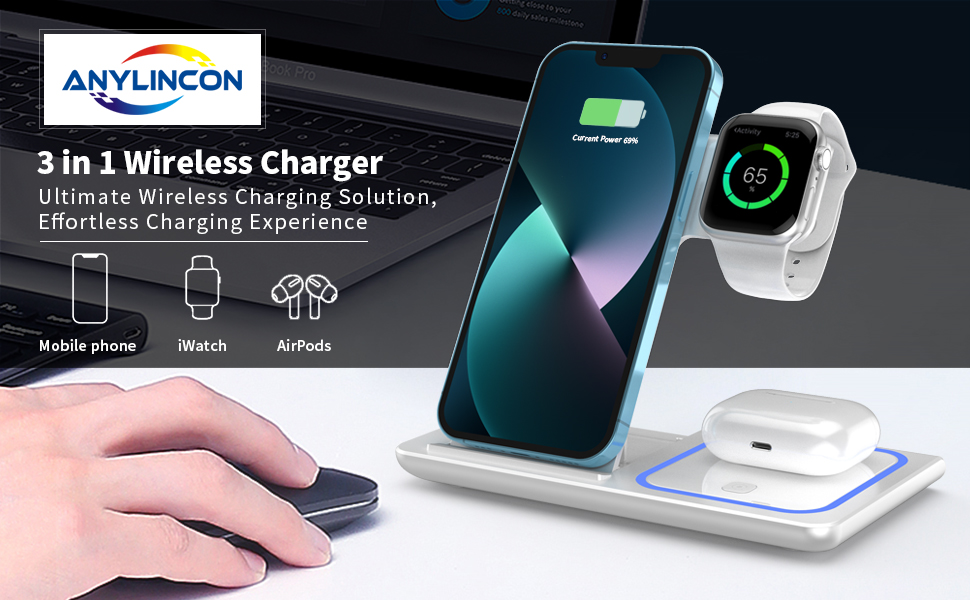 ANYLINCON 3 in 1 Wireless Charger Station