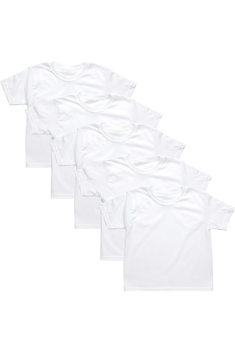 Toddler Boys' Undershirts, White T-Shirts for Babies, Crew Tees, 5-Pack