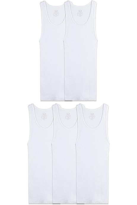 Boys' Cotton Tank Top Undershirt (Multipack), Boys - 5 Pack - White, X-Large