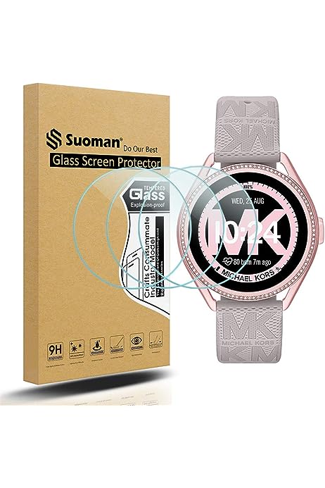 Suoman 3-Pack for Michael Kors Women's MKGO Gen 5E 43mm Screen Protector Tempered Glass for MK MKGO Gen 5E 43mm [2.5D 9H Hardness] [Anti-Scratch]