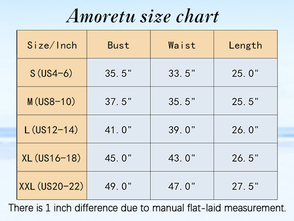 Amoretu Shirt Size Chart