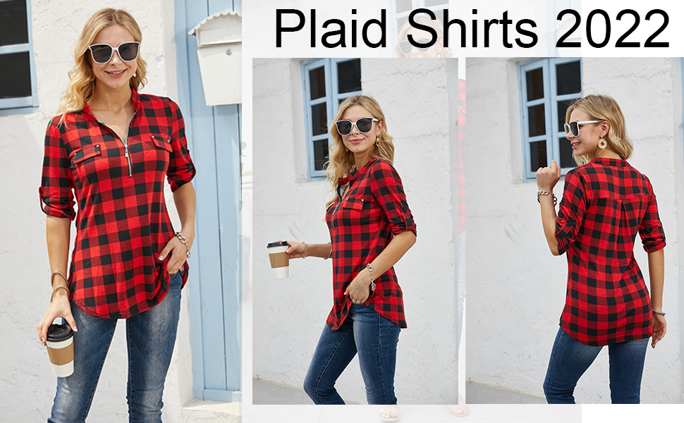 plaid shirts for women flanal checkered