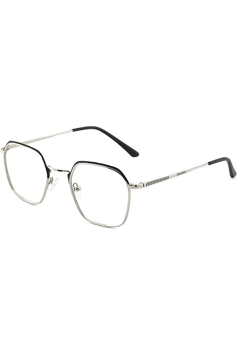 OCCI CHIARI Women's Glasses Frame Oversized Non Prescription Metal Eyeglasses Optical Eyewear (Black+Silver 50-21-145)