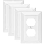 Modern Decorative Wall Plate Switch Plate Outlet Cover , Vintage Retro Wood Grain Design (Single Duplex-4 Pack, White)