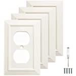 4 Pack Wall Plates, 1 Gang Switch Covers, Toggle Light Switch Plates, Duplex Outlet Covers, Bamboo Fiber Material Wall Plates, Standard Size Wall Plates, Off White(1 Duplex)