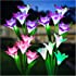 Outdoor Solar Lights, KOOPER 4 Pack Solar Garden Lights with Bigger Lily Flowers, Waterproof 7 Color Changing Outdoor Lights 