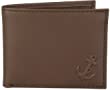Nautica Mens Bifold Genuine Leather Embossed Anchor Passcase Wallet