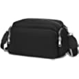 Wasunsen Crossbody Bags for Women, Wide Strap Nylon Purses Ladies Shoulder Handbags Crossbody Purse with Multi Pockets Black