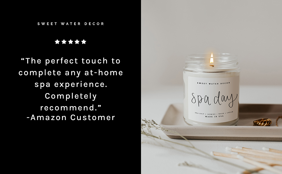 spa day candle, highly rated, customer reviews, non-toxic soy candles, stress relief candle