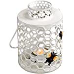 Bee Decor for Home, Honey Bee Decor or Bee Gifts for Bee Lovers. These Honeycomb Style Decorative Candle Lanterns Will add a Unique Touch to Your Honeybee Home Decor, White, 5.5x5x6.7 inches
