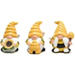 Hodao 3 PCS Bumble Bee Spring Gnome Decorations Honey Bee Gnomes Ornaments World Bee Day Decorations Gifts Summer Gnomes Figurines Honey Bee Decor Bee Birthday Party Decorations