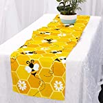 CiyvoLyeen Bumble Bee Table Runner, Honeycomb Beehive Yellow Table Setting Dresser Scarves, Spring Summer Table Fabric Decor for Restaurant Kitchen Dining Banquet Party Events