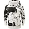 KLIEGOU Men&#39;s Fashion Graphic print hooded sweatshirt(299WY White XXL)