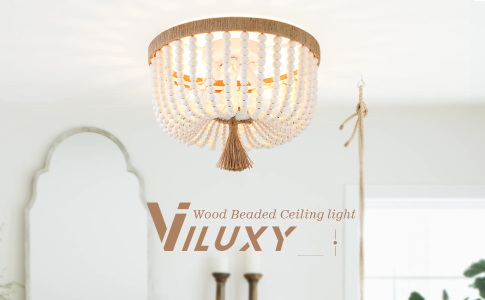 VILUXY Wood Beaded ceiling light