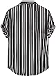 MakeMeChic Men's Striped Print Button Front Short Sleeve Curved Hem Shirt