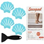 Secopad Non-Slip Bathtub Stickers, 24 PCS Shell Safety Bathroom Tubs Showers Treads Adhesive Decals Scraper (Blue)