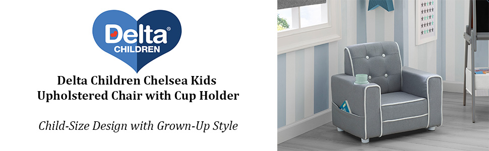 delta children toddler kids chelsea upholstered chair cup holder