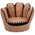 Costzon Children&#39;s Sofa, Baseball Glove Chair for Kids, Sturdy Wood Construction, Toddler Armchair Living Room Seat Children Furniture Upholstered TV Chair, Brown