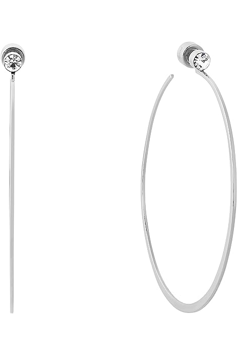 Women's Silver-Tone Stainless Steel Whisper Hoop Earrings (Model: MKJ6000040)