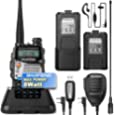 BaoFeng UV-5R 8W Ham Radio Walkie Talkie Dual Band 2-Way Radio with an Extra 3800mAh Battery Handheld Walkie Talkies with Baofeng Hand Mic and Programming Cable