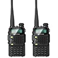 BAOFENG 2 Pack UV-5R5 5-Watt Dual Band Two-Way Radio (144-148MHz VHF &amp; 420-450MHz UHF) Includes Full Kit with Large Battery