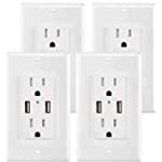 USB Outlet Wall Plate Ports 4 Pack,4.2A Outlet with Usb Port Charger, High Speed Decora Outlet Receptacles with Dual USB Ports 15A 125V 60Hz Tamper Resistant