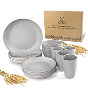 Wheat Straw Dinnerware Sets (16pcs) Grey