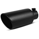 AUTOSAVER88 3 Inch Inlet Black Exhaust Tip, 3&quot; Inlet 5&quot; Outlet 12&quot; Overall Length Stainless Steel Exhaust Tips Powder Coated Finish Tailpipe