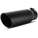 AUTOSAVER88 3 Inch Inlet Black Exhaust Tip, 3&quot; Inlet 4&quot; Outlet 12&quot; Overall Length Stainless Steel Exhaust Tips Powder Coated Finish Tailpipe