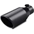 LCGP 3" Inlet Exhaust tip 5" Outlet 12" Overall Length, 3x5x12inch, Stainless Steel, Black Powder Coated Exhaust Tailpipe