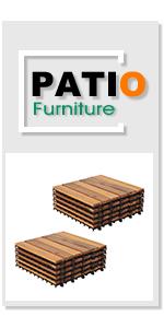 Patiorama Wood Interlocking Flooring Tiles, Mosaic Pattern Patio Deck Tiles