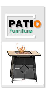 Patiorama Propane Fire Pit Table, 28 Inch 40,000 BTU Square Auto-Ignition Outdoor Gas Firepit