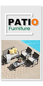 Patiorama 4 Pieces Outdoor Patio Furniture Set, Outdoor Wicker Conversation Set