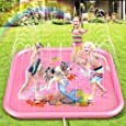 Peradix Splash Pad Sprinkler for Kids, 68&quot; Splash Play Mat Summer Outdoor Water Toys, Inflatable Toddler Wading Swimming Pool, Fun Backyard Lawn Outdoor Games Gifts for Toddlers or Dogs(Pink)