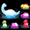 Dinosaur Bath Toys - ToyoFun 6 Pack Light Up Flashing Colorful Floating Rubber Bathtub Toys for Baby Toddler Infants Kids in Water Bathroom Swimming Pool Party Games for Preschool Birthday Christmas