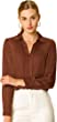 Allegra K Women's Satin Blouse Elegant V Neck Long Sleeve Silky Office Work Shirt