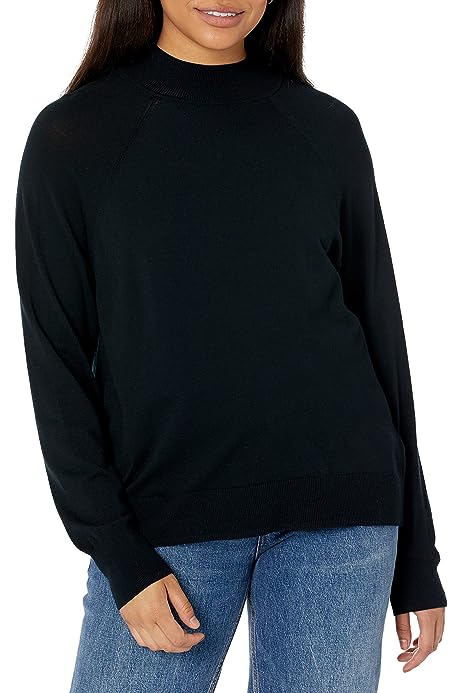 Women's Fine Gauge Stretch Long-Sleeve Mock Neck Sweater