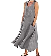 HUANKD Women''s Fairy Dress Halloween Solid Colour Sleeveless Cotton Linen Pocket Dress Engagement...