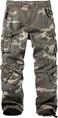 TRGPSG Men's Wild Cargo Pants, Military Camo Pants Cotton Casual Work Hiking Army Pants with 8 Pockets