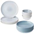 Corelle | Nordic Blue Stoneware Service for Four | Four Dinner Plates, Deep Bowls, and Meal Bowls | 12 Piece Kit | Easy to Clean Plates are Triple Layered and Resistant to Chips and Cracks