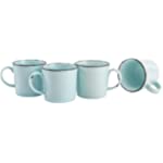 MAYSTONES, Mug Set 4, 13.5OZ., Color Glazed, Fine porcelain, Ceramic dinnerware, Enamel banding, Speckle glaze, Misty Blue