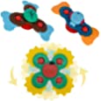 Suction Spinner Toys for Babies 3pcs, Bath Toys, High Chair Toys, Spinner Top, Baby Fidget Spinner, Sensory Toys for Toddlers 1-3, Window Spinners for Toddlers, 1 Year Old Girl Gifts