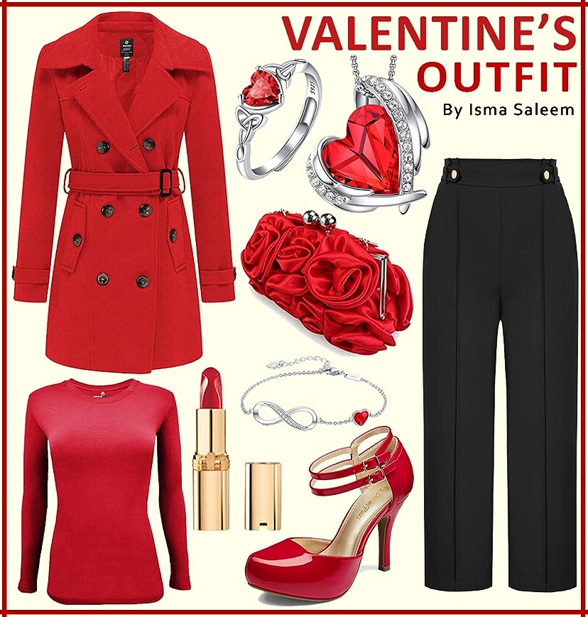 Get this trendy, stylish and chic Valentine&#39;s Day Outfit #FoundItOnAmazon #outfit #valentinesday #red #valentineday #valentinesdaygift