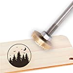 CREATPLANET 1.2&quot; Wood Branding Iron Forest Moon Bird Pattern BBQ Heat Stamp with Replaceable Brass Head and Wood Handle for Leather Baking Stamping Heated Grilling Tools