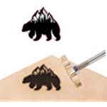 CREATPLANET 1.6&quot; Wood Branding Iron Bear Snow Mountain Pattern BBQ Heat Stamp with Replaceable Brass Head and Wood Handle for Leather Baking Stamping Heated Grilling Tools