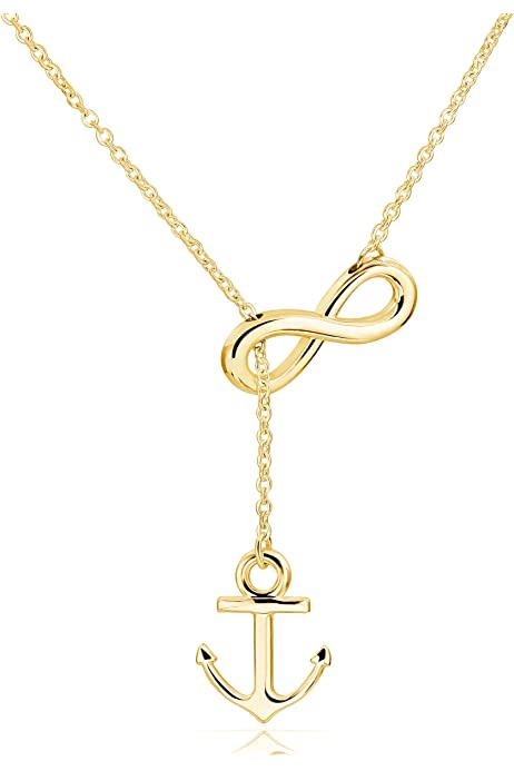 Newest Stainless Steel Anchor Infinity Y Shaped Lariat Style Necklace 18inch for Women 3 Colors