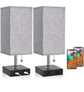 Bedside Lamps for Bedrooms Set of 2 - Table Lamps for Nightstand with USB Ports, Small Night Stan...